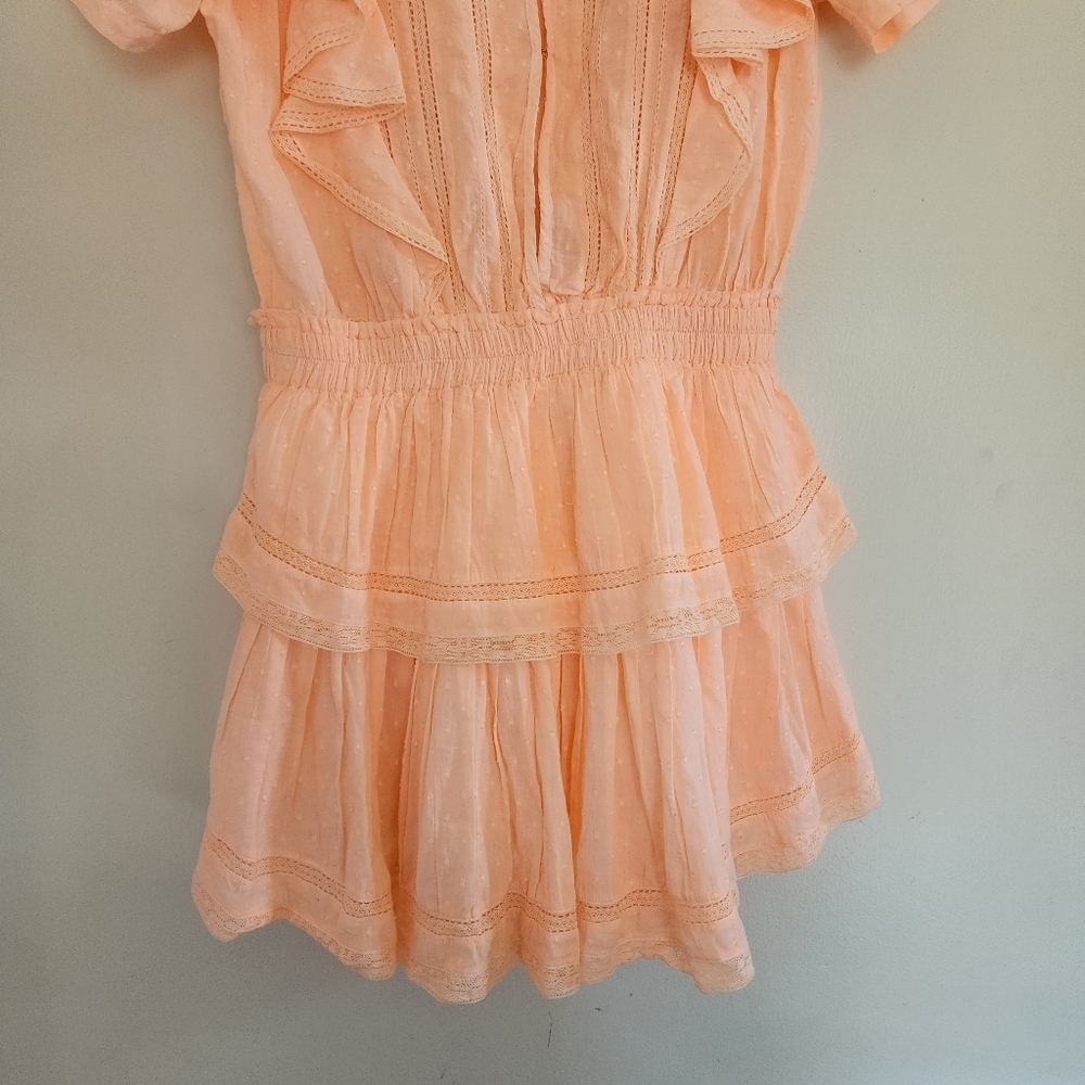 Peach Blossom Mini Dress Ruffled Size Medium - Picture 12 of 16